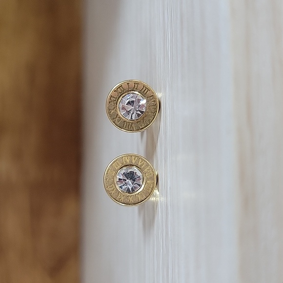 ROMAN NUMERAL BULLET STUD EARRINGS, Unisex - Picture 4 of 6